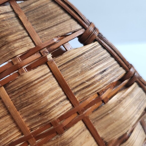 Vtg Rattan Pedestal Gondola Basket Wicker Boat Oval Table Top Decor Cottagecore - Picture 10 of 12